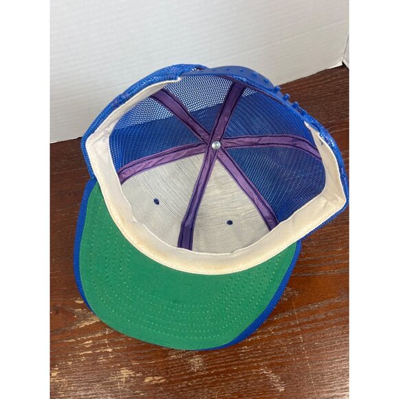 Vintage Mustang Services Company Blue Mesh Snapback Trucker Hat X3 - Picture 3 of 4